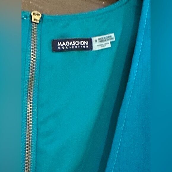 Magaschoni emerald green midi dress wool blend 8 - Picture 5 of 8
